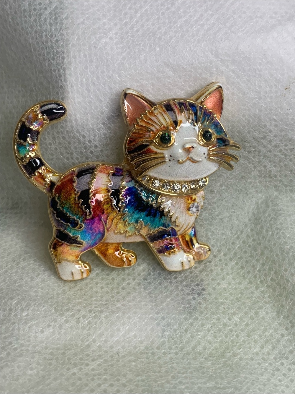 Fashion Cat Enamel Brooch - Multicolor